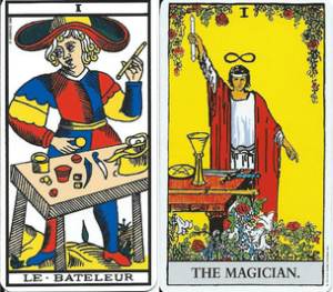 Tarot de Marseille et Rider Waite Smith Tarot, le Bateleur / the Magician