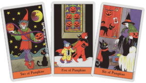 Le Chaudron de Morrigann: The Halloween Tarot (Two of Pumpkins, Five of Pumpkins, Six of Pumpkins)